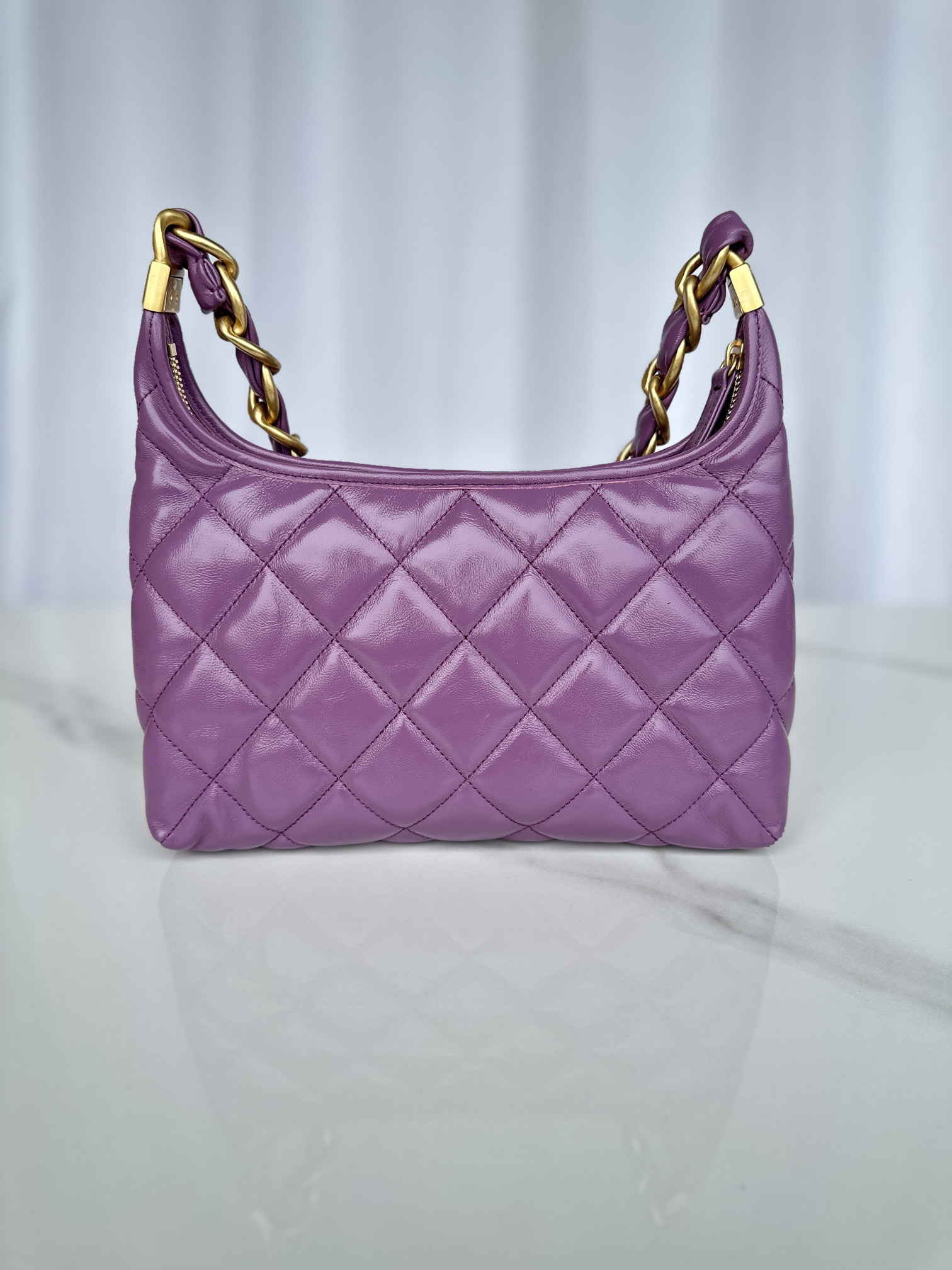 CHANEL Hobo Handbag Purple- AS4912