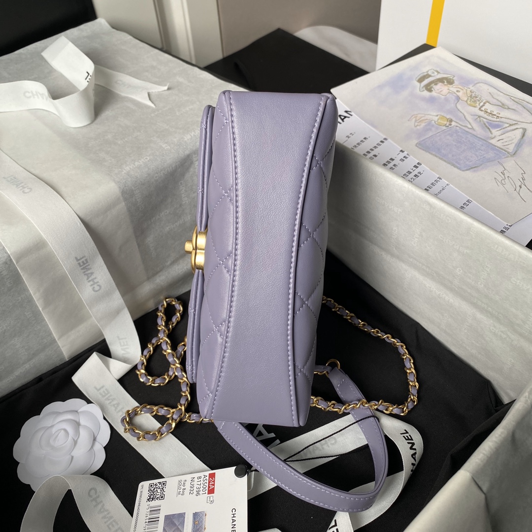 CHANEL Mini Flap Bag with Top Handle Purple-AS5001