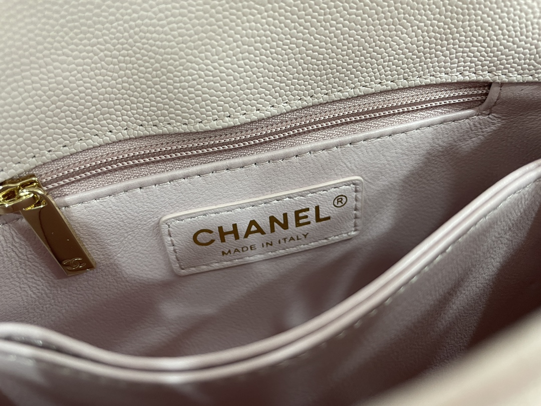 CHANEL Mini flap bag with handle Grain embossed calf leather with gold coloured metal Pink-AS2215