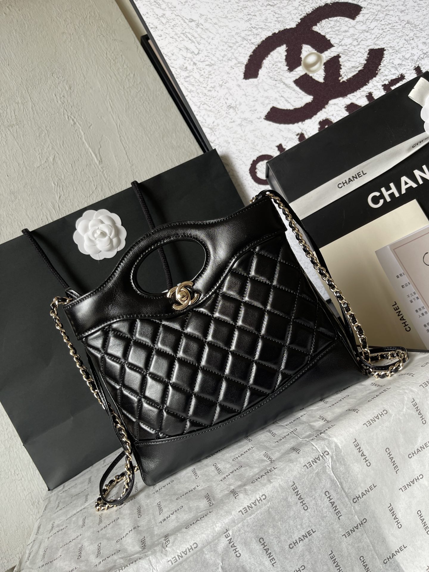CHANEL 31 Mini Shopping Bag Black-AS4133