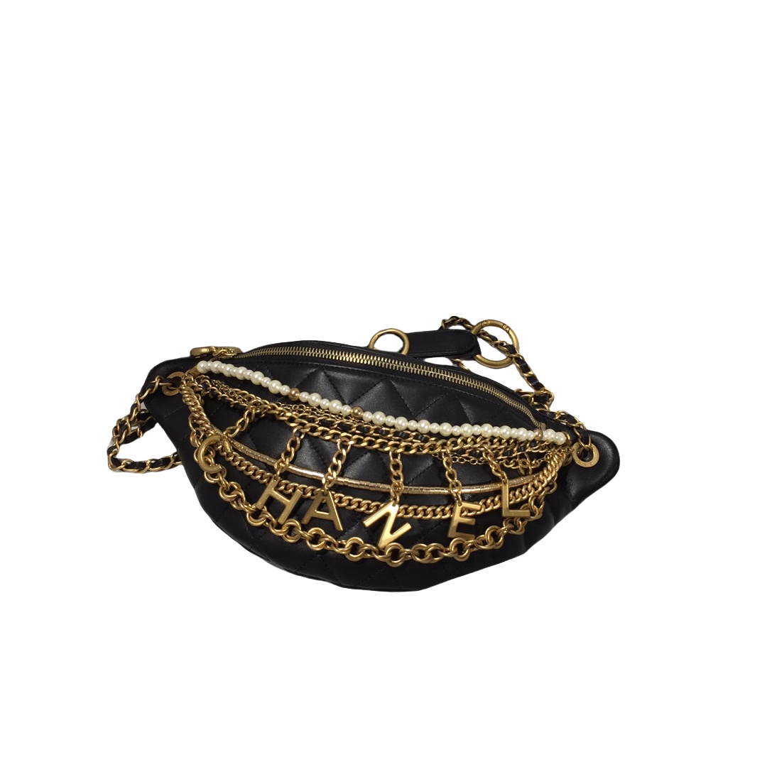 CHANEL Hobo Handbag Black-AS5077