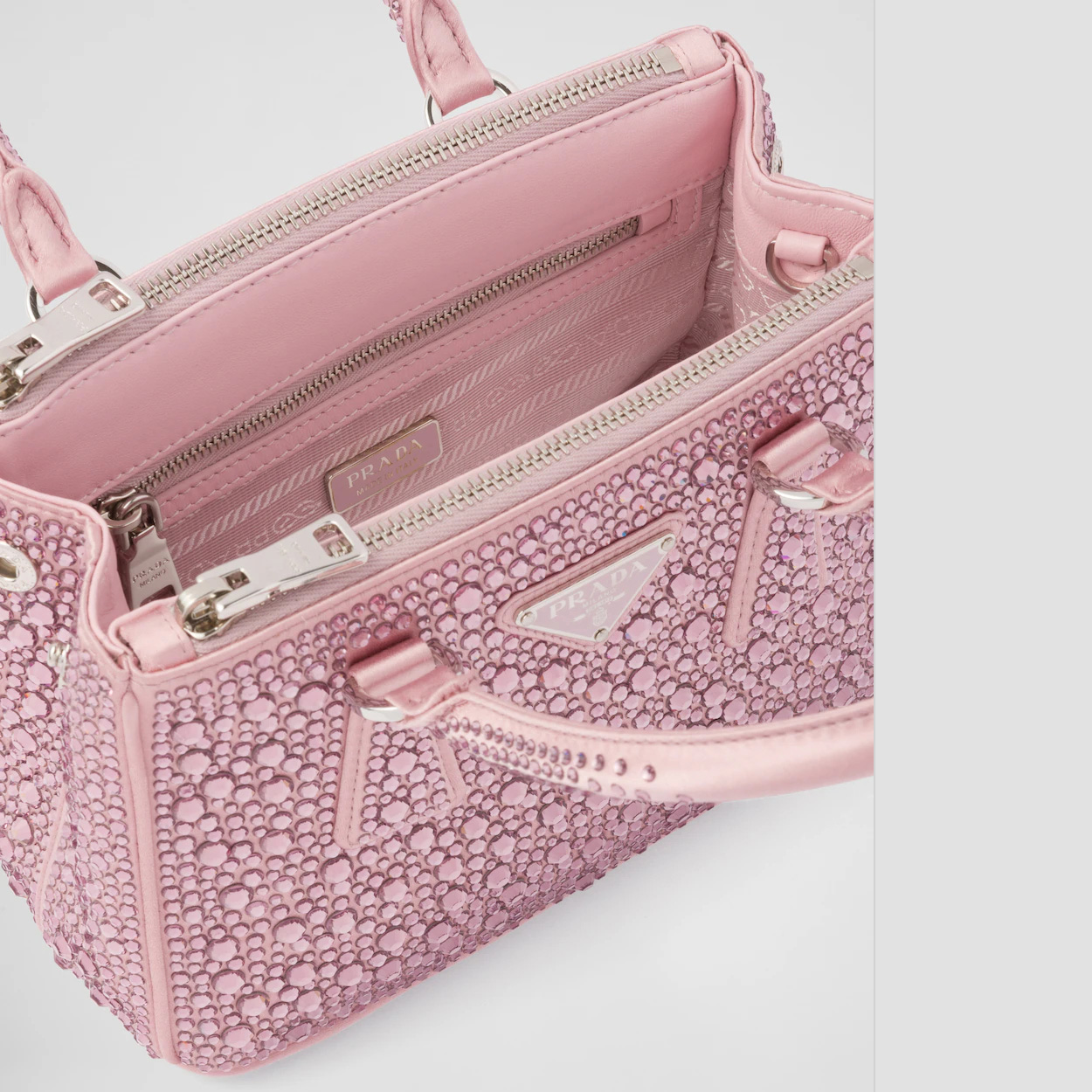 Galleria satin mini-bag with crystals