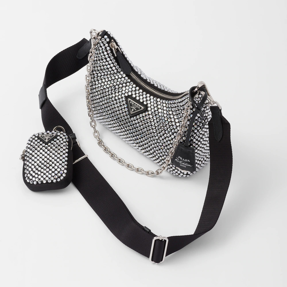 Re-Edition 2005 satin bag with crystals