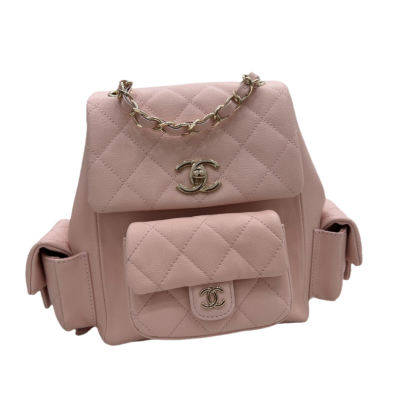 CHANEL Grained Shiny Calfskin & Gold-Tone Metal Pink - AS4398