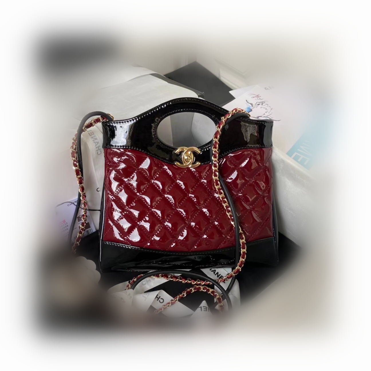 CHANEL 31 Mini Shopping Bag Lacquer Brown-AS4133