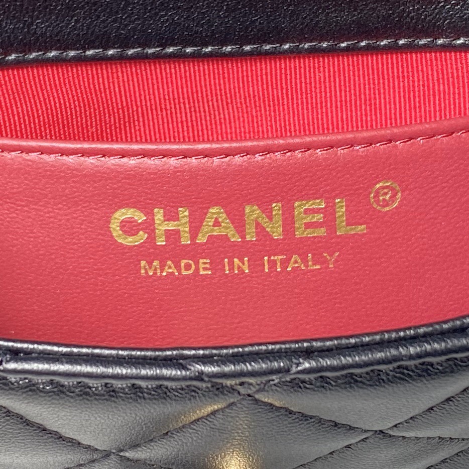 CHANEL Mini flap bag Polished lambskin with gold coloured metal black-AS4972