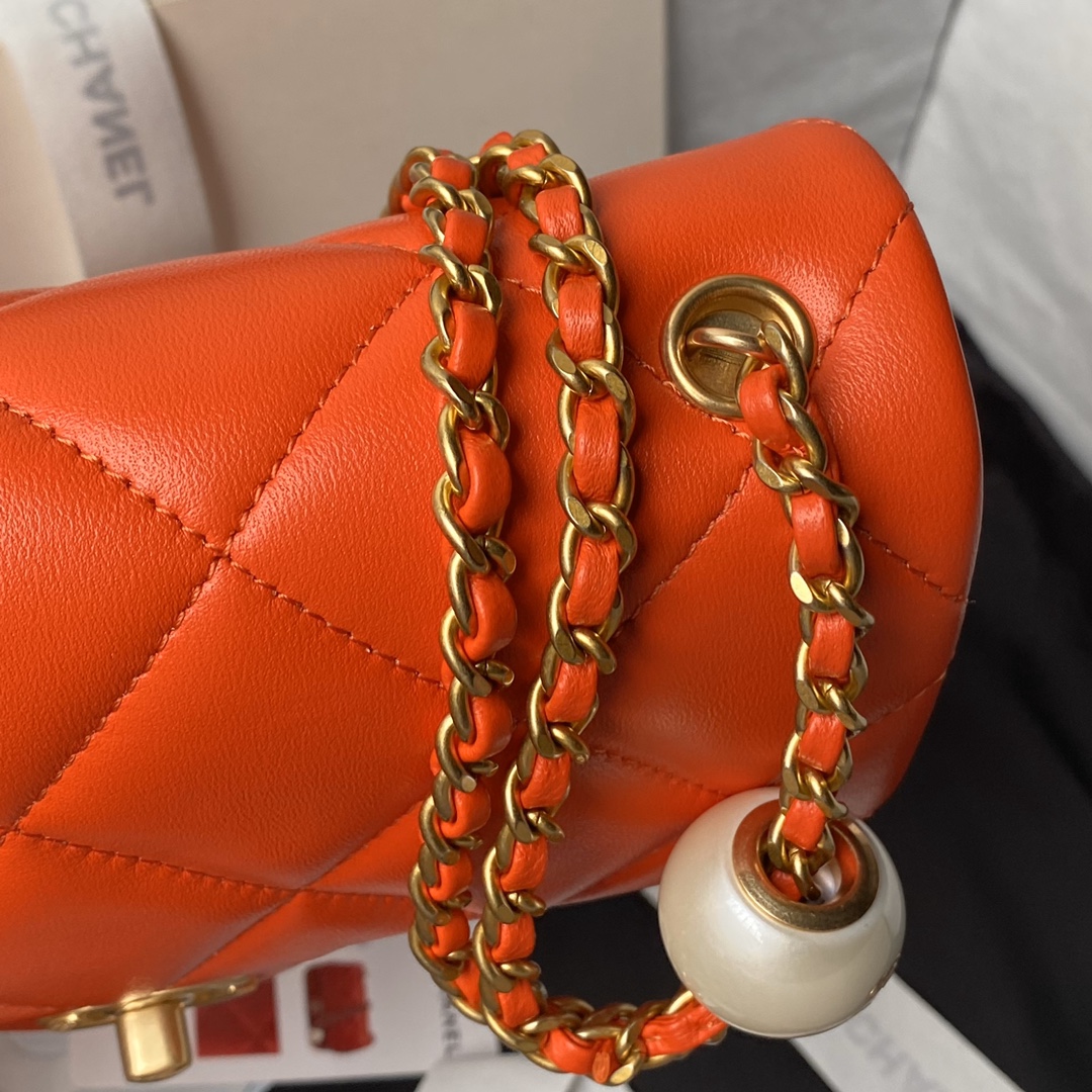 CHANEL Small Flap Bag Orange-AS4861