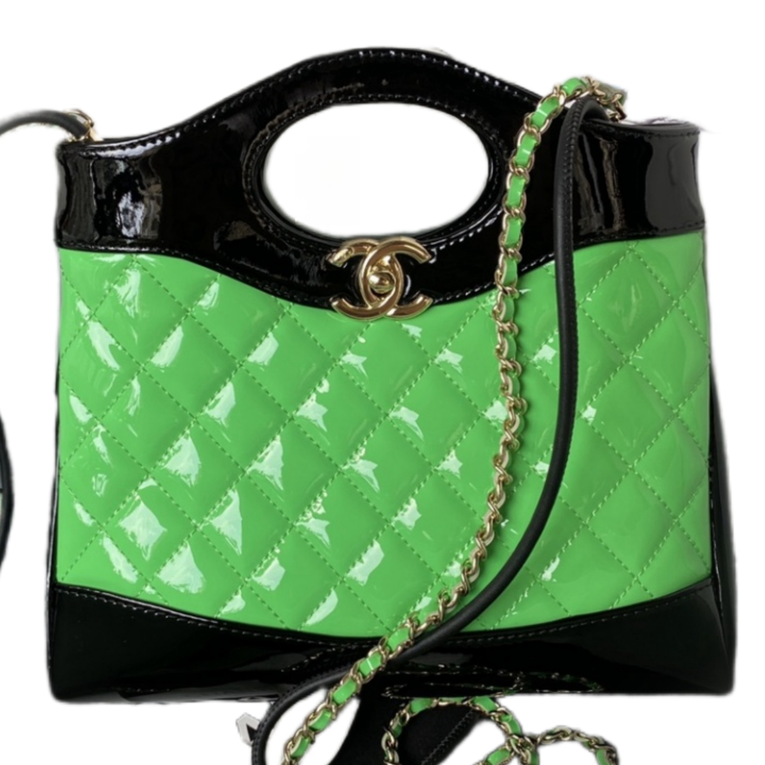 CHANEL 31 Mini Shopping Bag Lacquer Green-AS4133