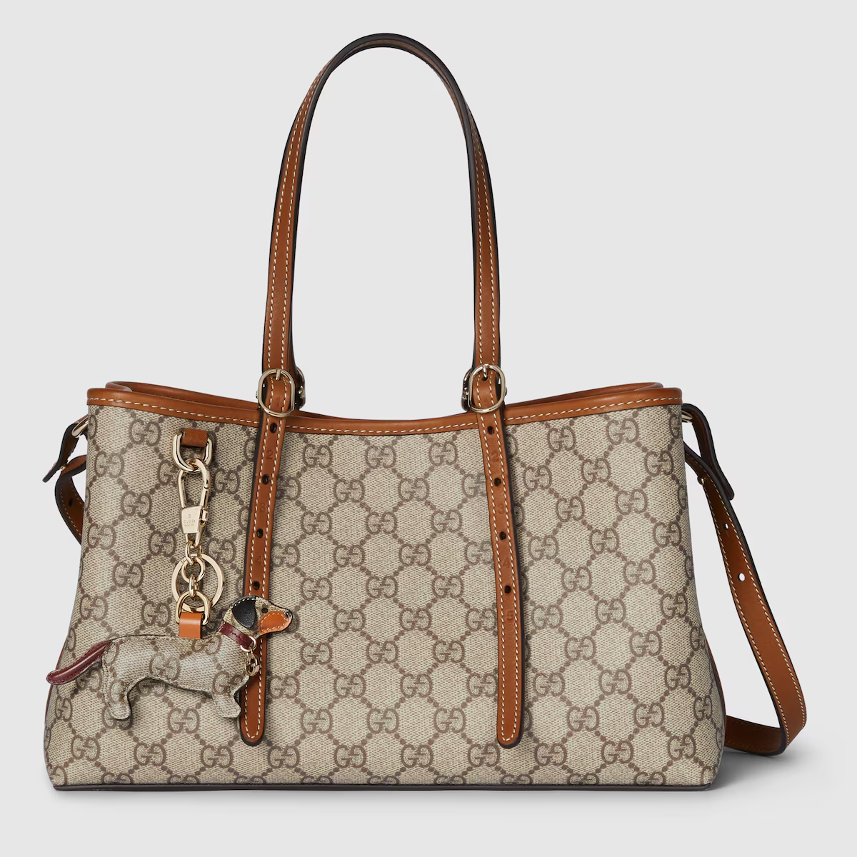 GG Emblem Medium Tote Bag Brown