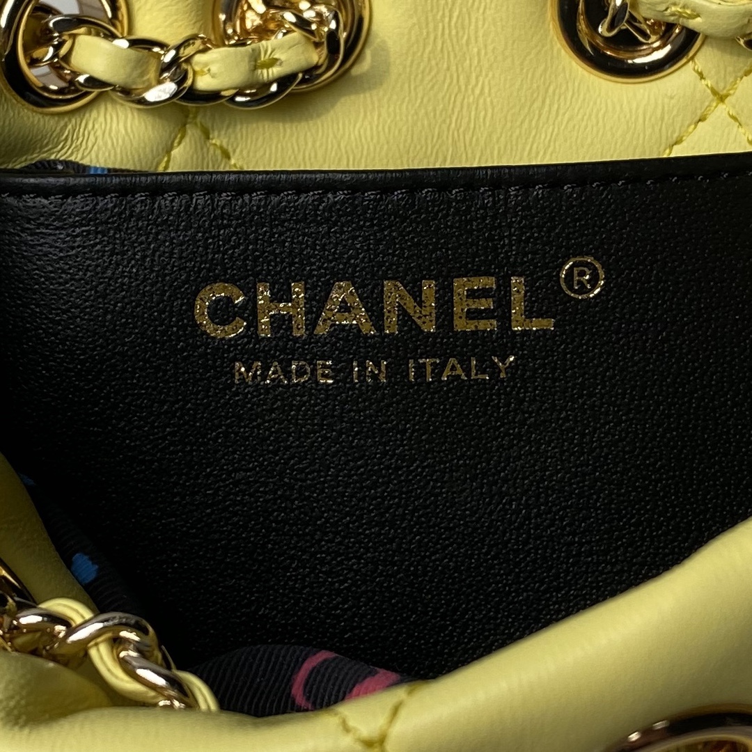 CHANEL Backpacks  Shiny Lambskin & Gold-Tone Metal Yellow-AS4810
