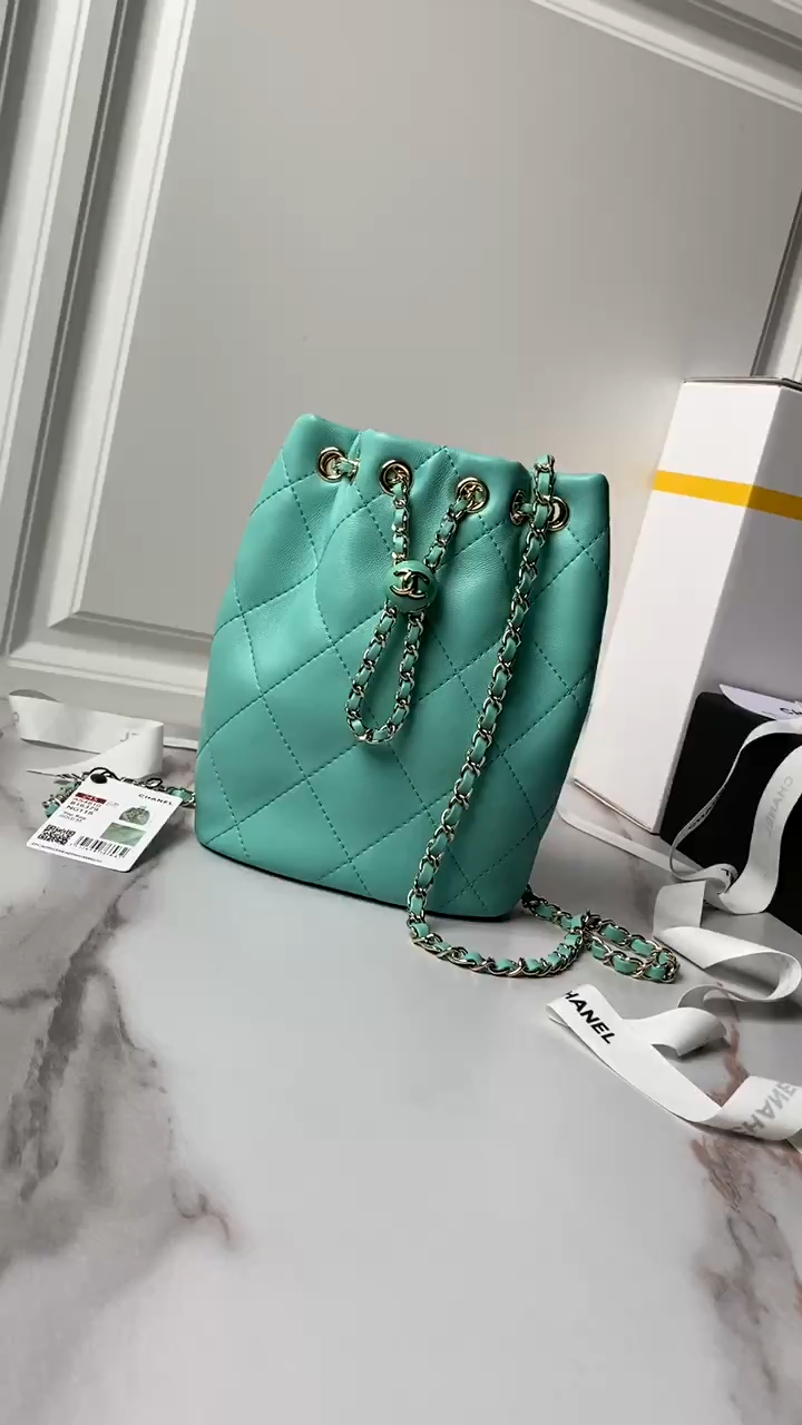 CHANEL Backpacks Shiny Lambskin & Gold-Tone Metal Greener-AS4810