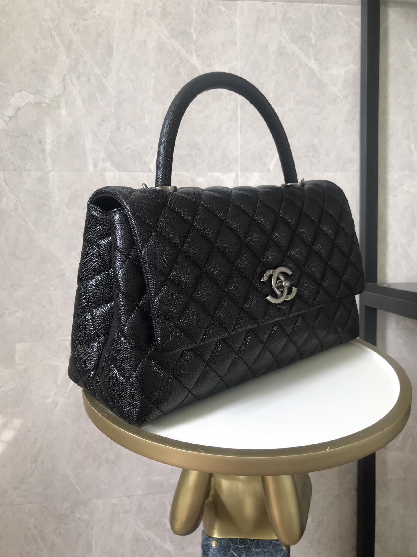 CHANEL Large Flap Bag With Top Handle ﻿Black-A92991