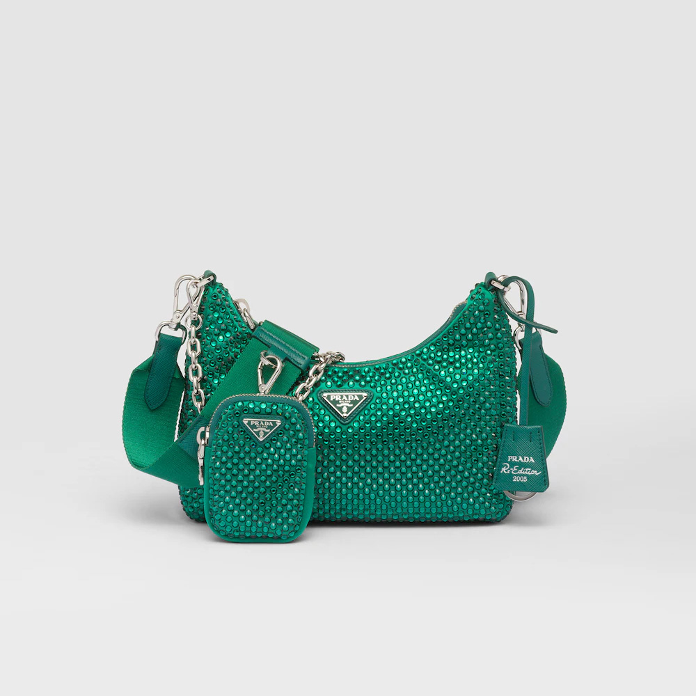 Re-Edition 2005 satin bag with crystals