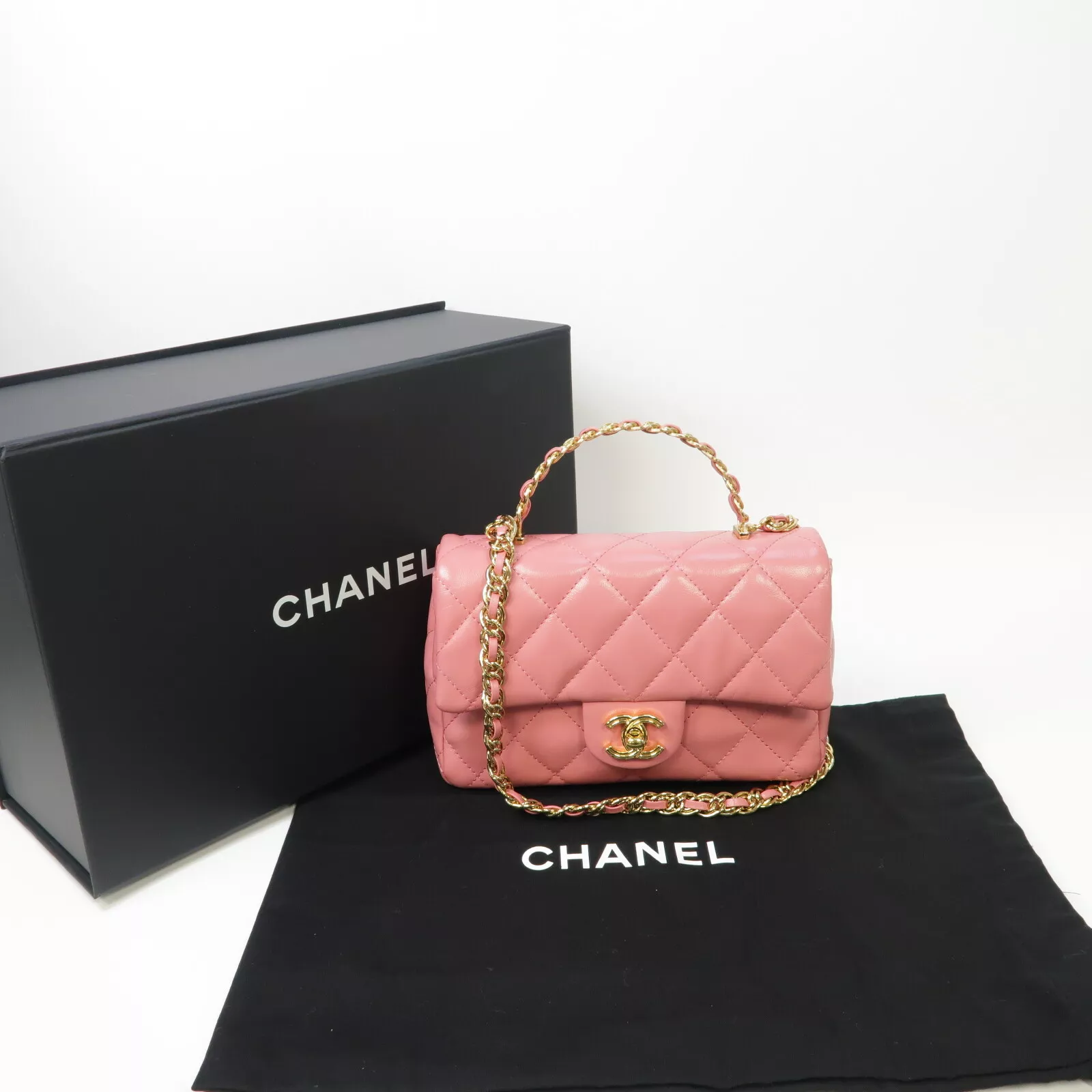 CHANEL Mini flap bag with handle AS4023 Pink