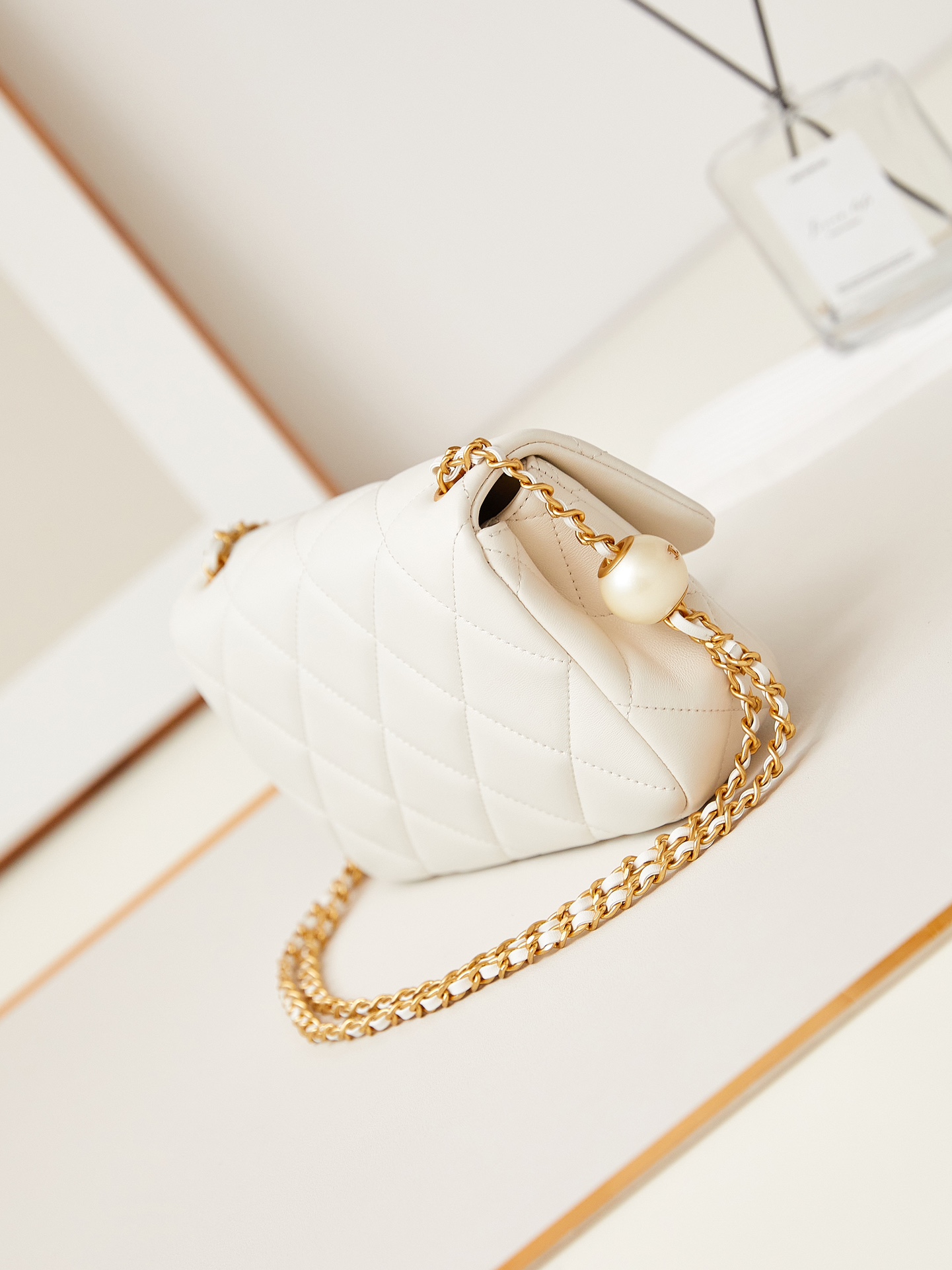 CHANEL Small Flap Bag White-AS4861