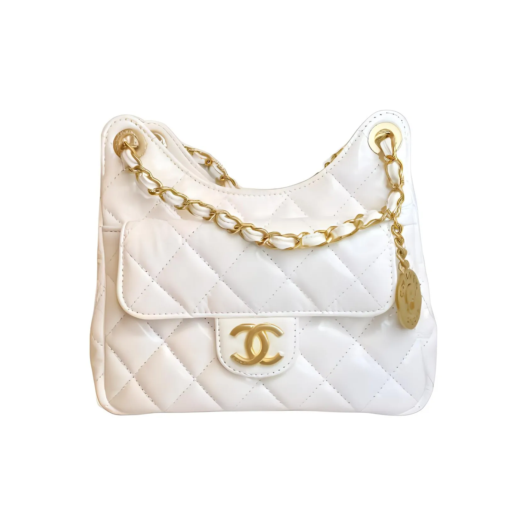 CHANEL Hobo Handbag White-AS4322