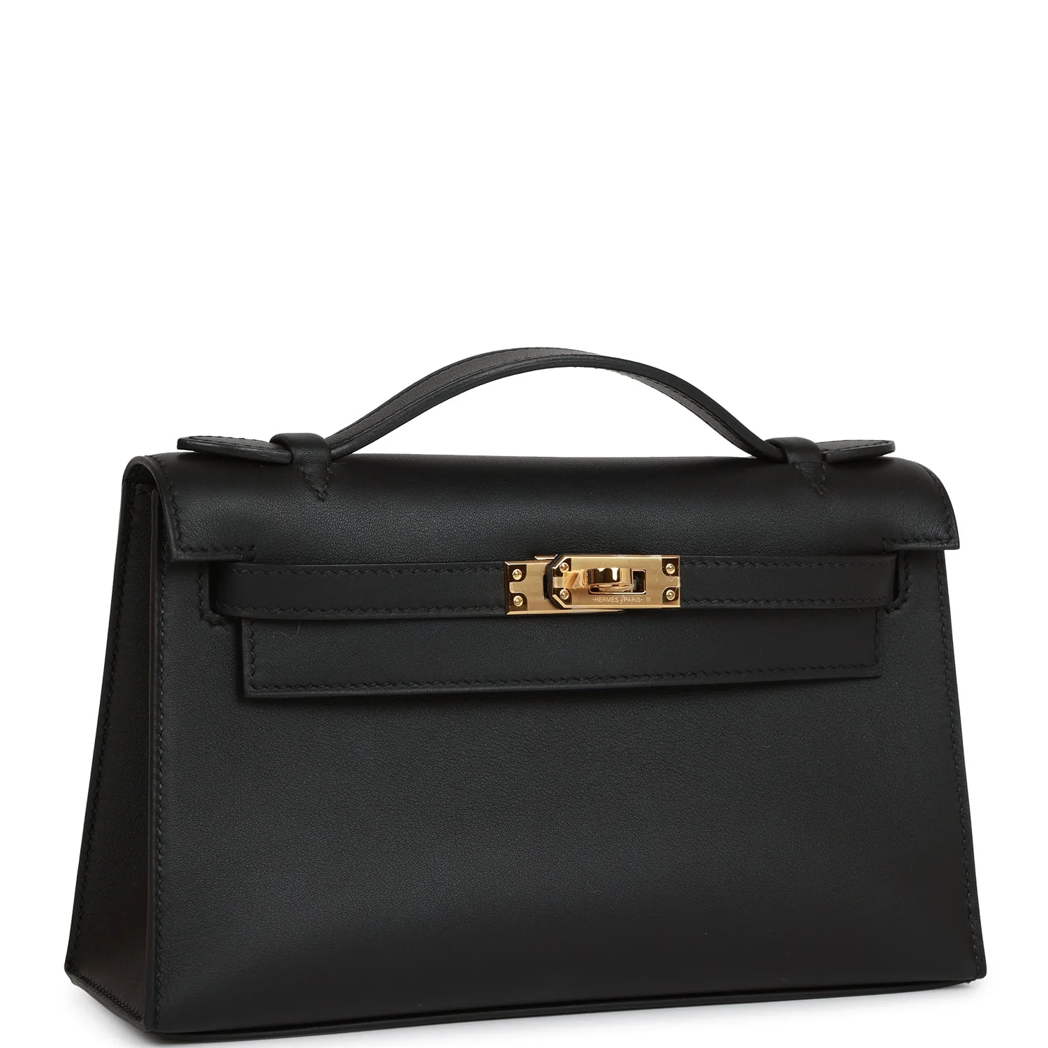 Kelly Pochette Black Swift Gold Hardware