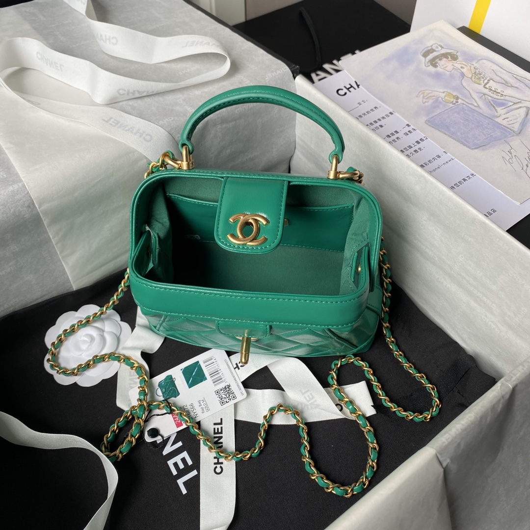 CHANEL Mini Bag with Top Handle Green-AS4958