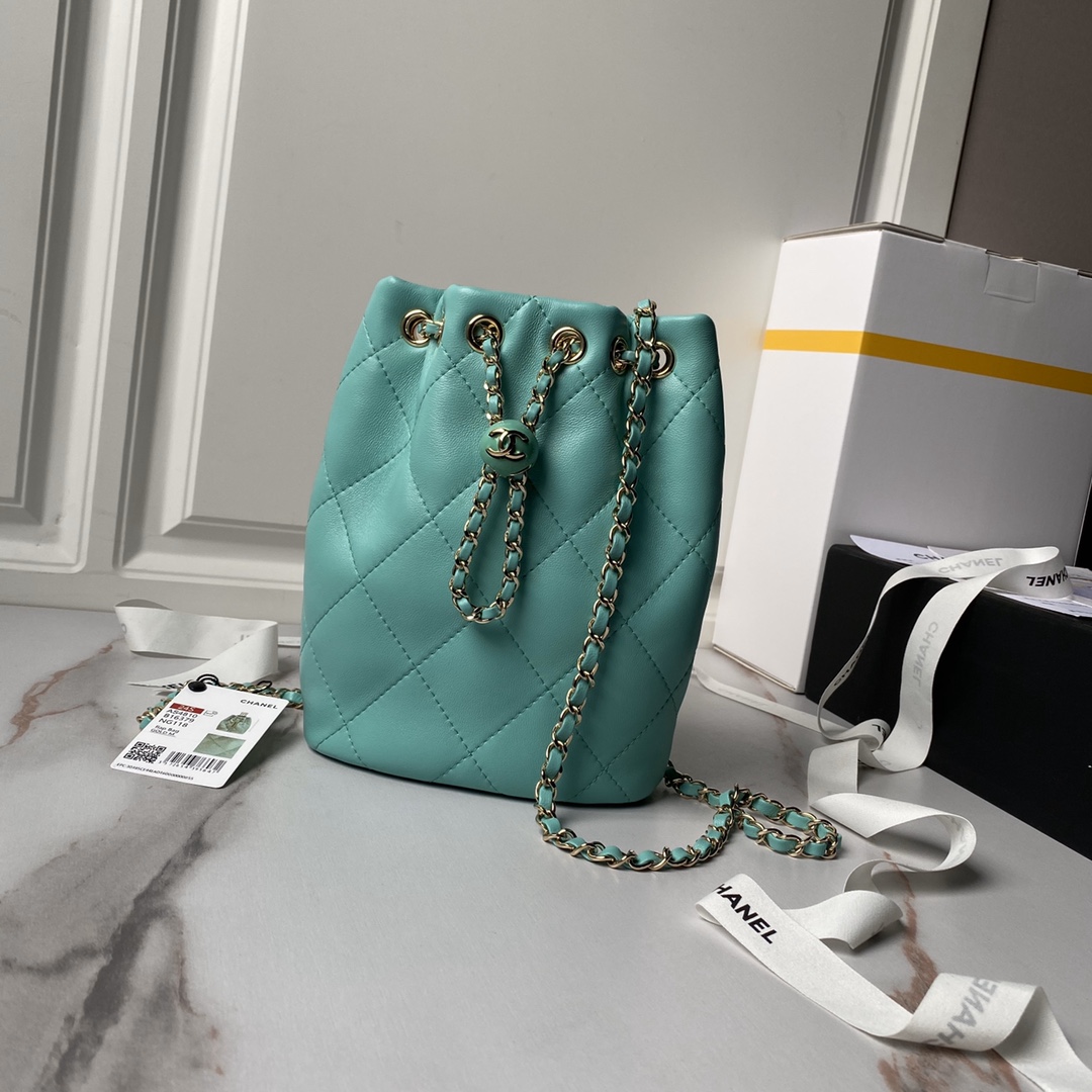 CHANEL Backpacks Shiny Lambskin & Gold-Tone Metal Greener-AS4810