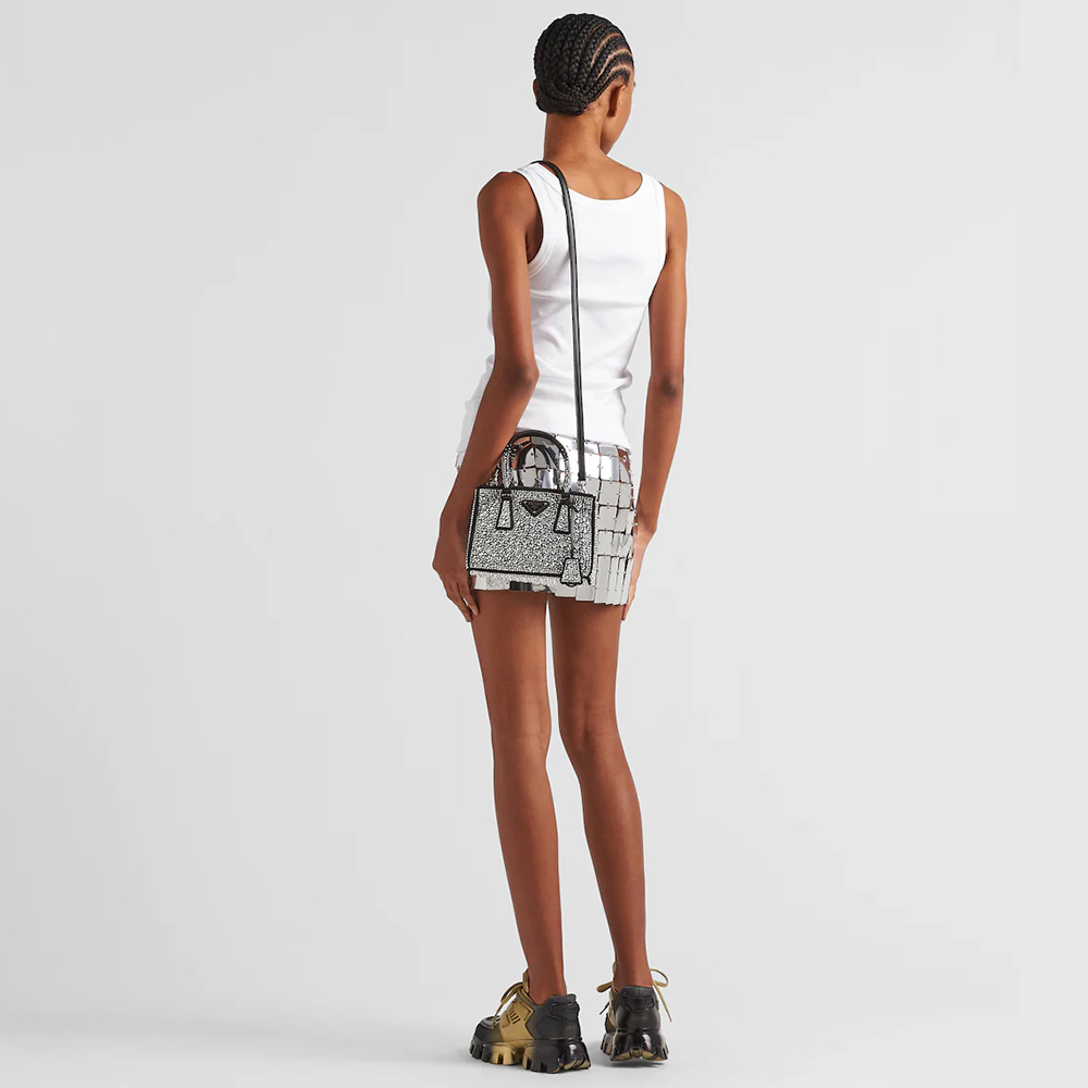 Galleria satin mini-bag with crystals