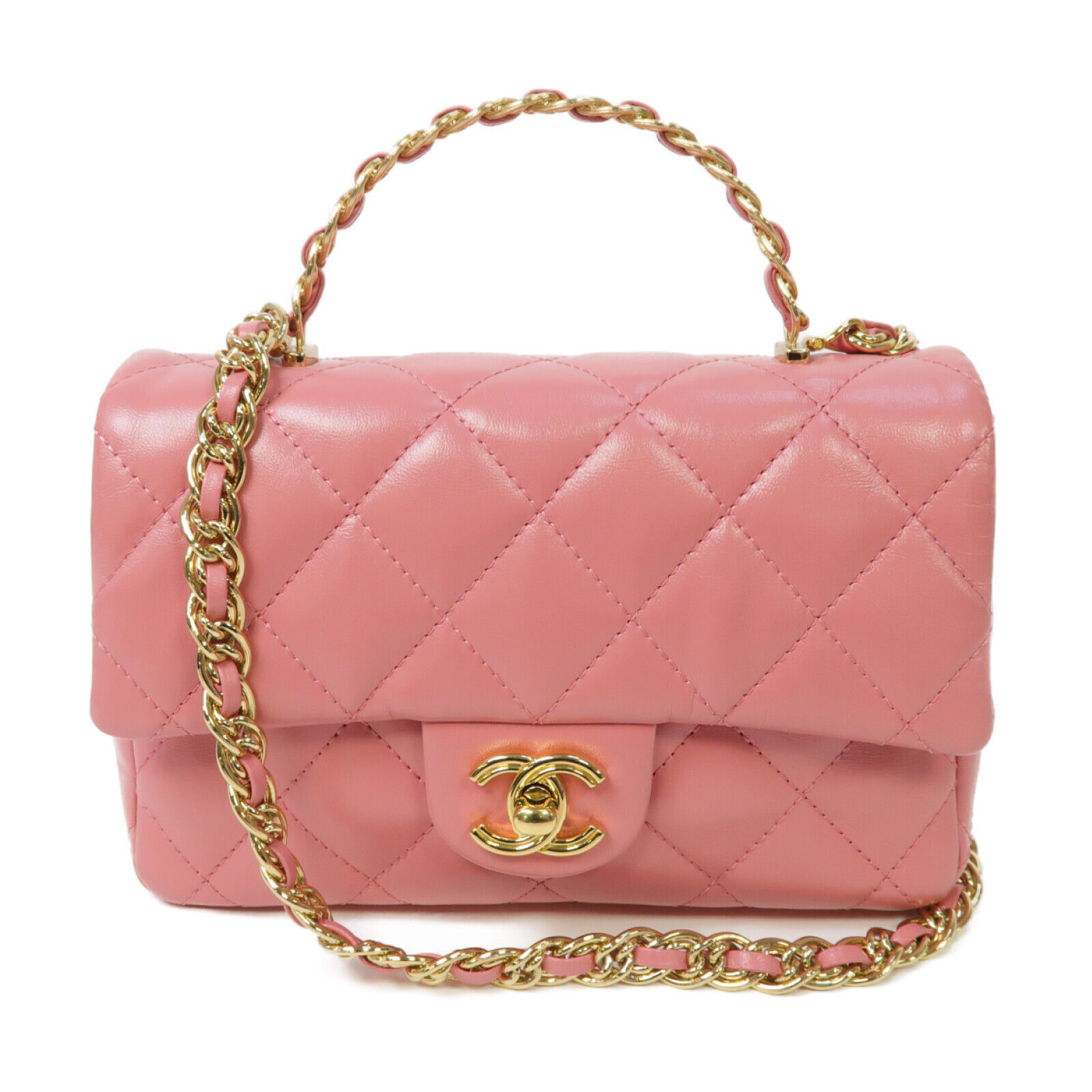 CHANEL Mini flap bag with handle AS4023 Pink