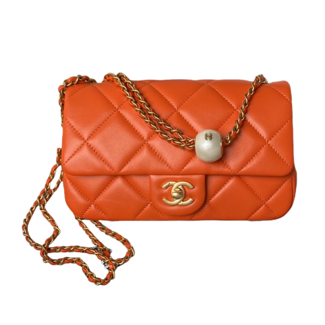 CHANEL Small Flap Bag Orange-AS4861