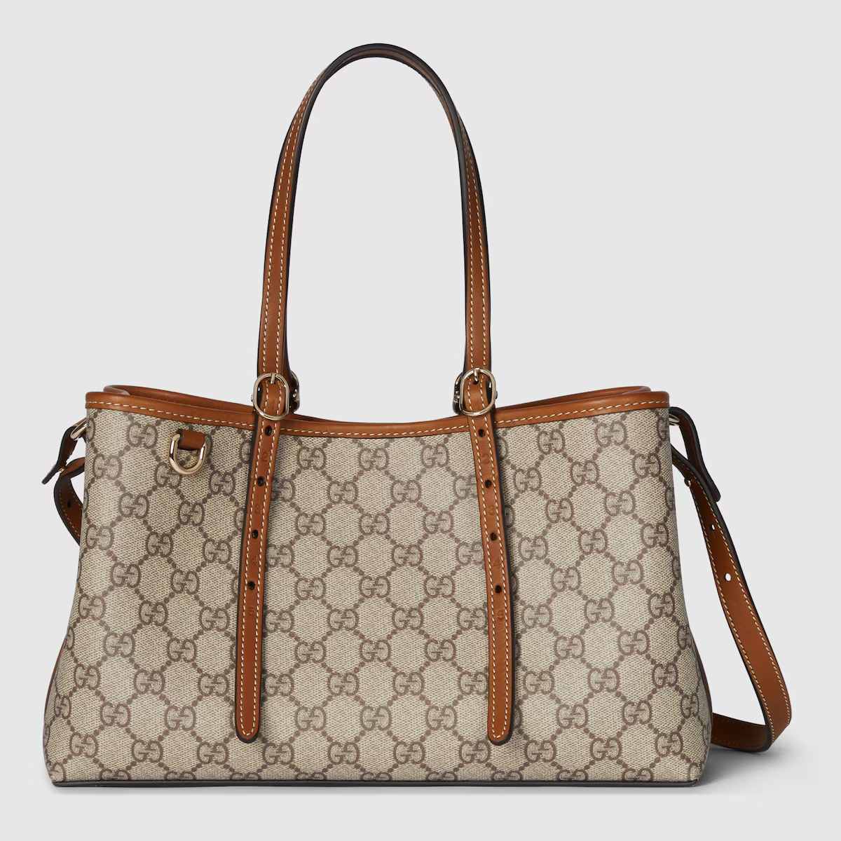 GG Emblem Medium Tote Bag Brown
