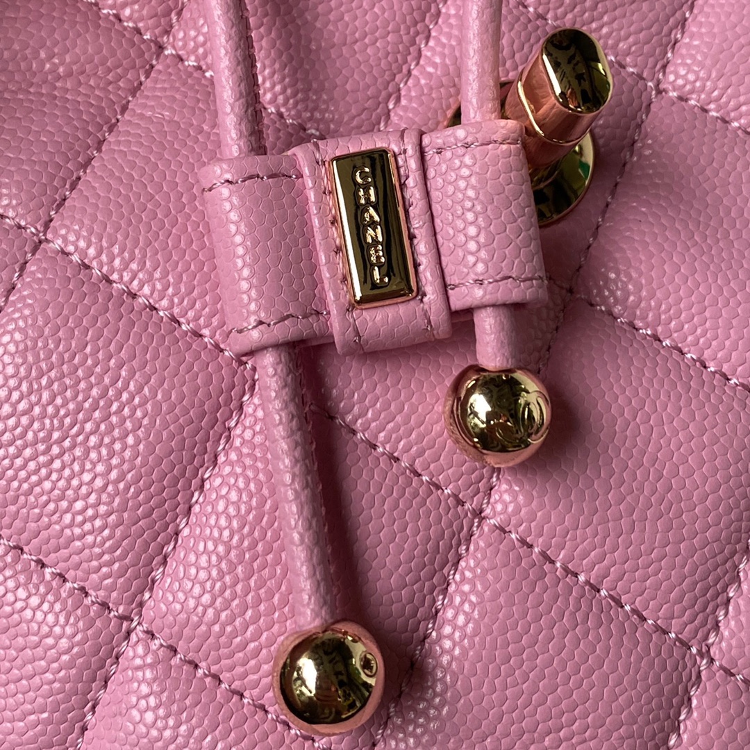CHANEL Backpacks Grain-embossed shiny calf leather with gold-coloured metal Rose Pink-AS4058