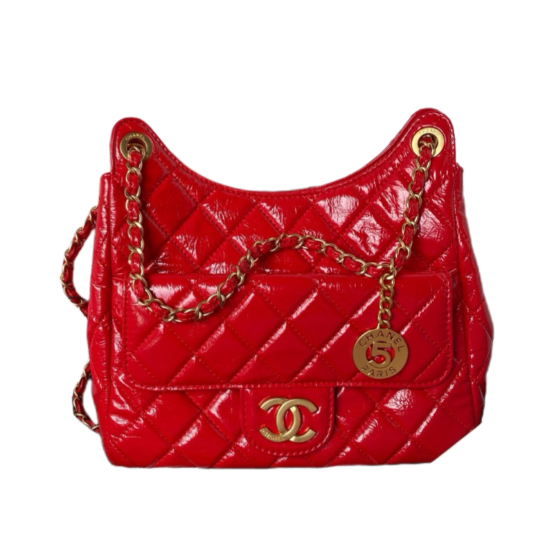 CHANEL Hobo Handbag Red-AS4322