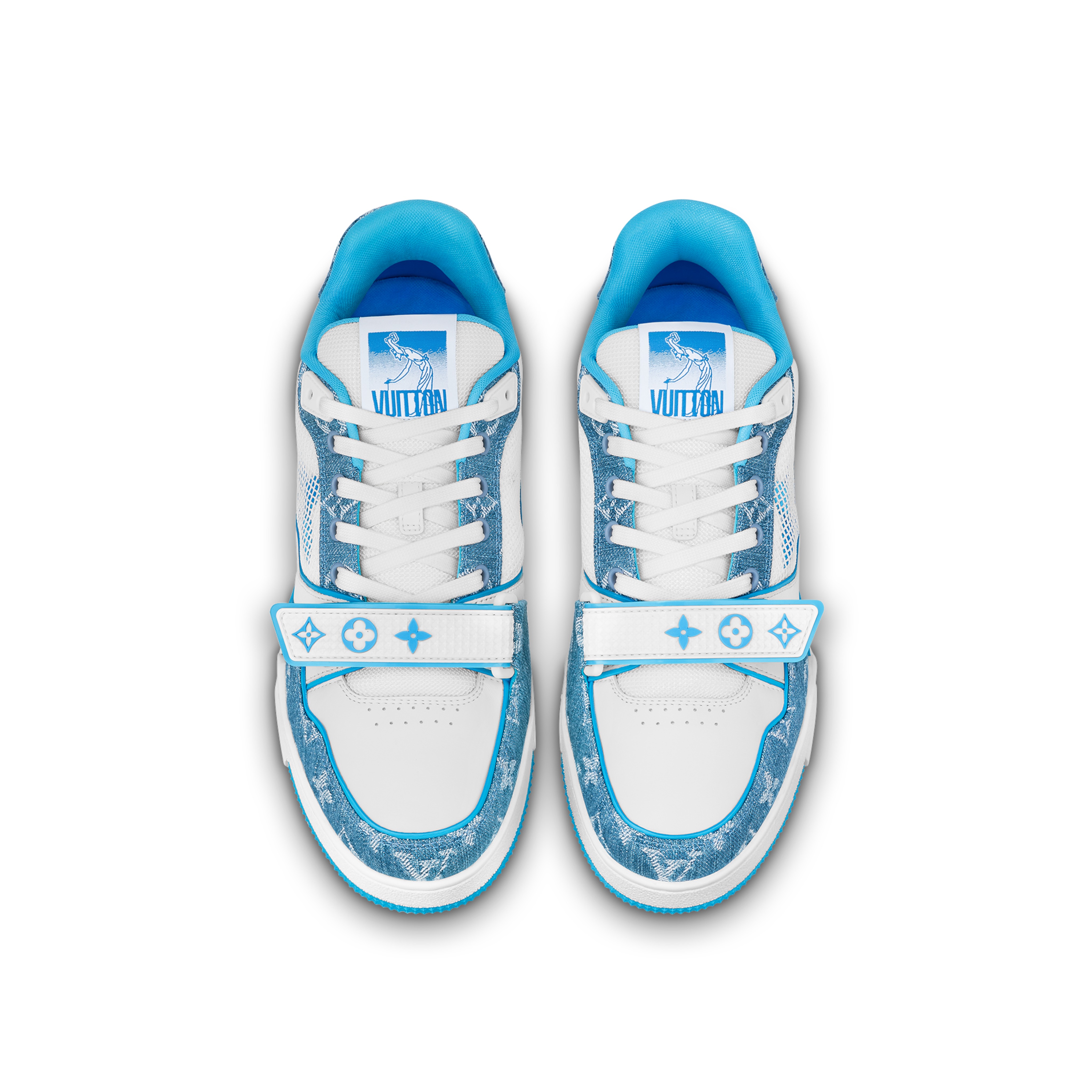 Louis Vuitton LV Trainer Sneaker Velcro strap Monogram denim Blue 1A9ZI6