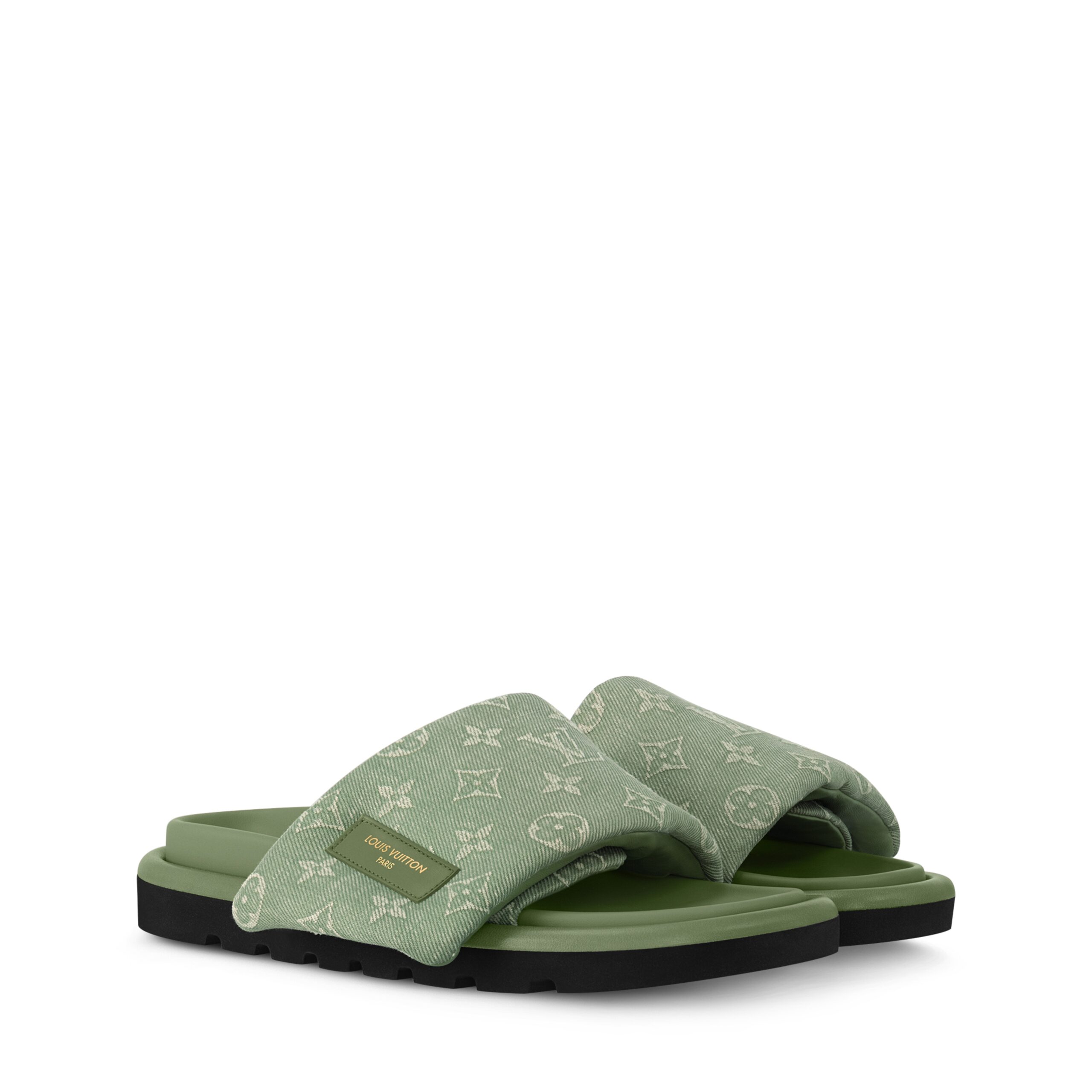 Louis Vuitton 1ACJ0A Pool Pillow Flat Comfort Mule Khaki Green