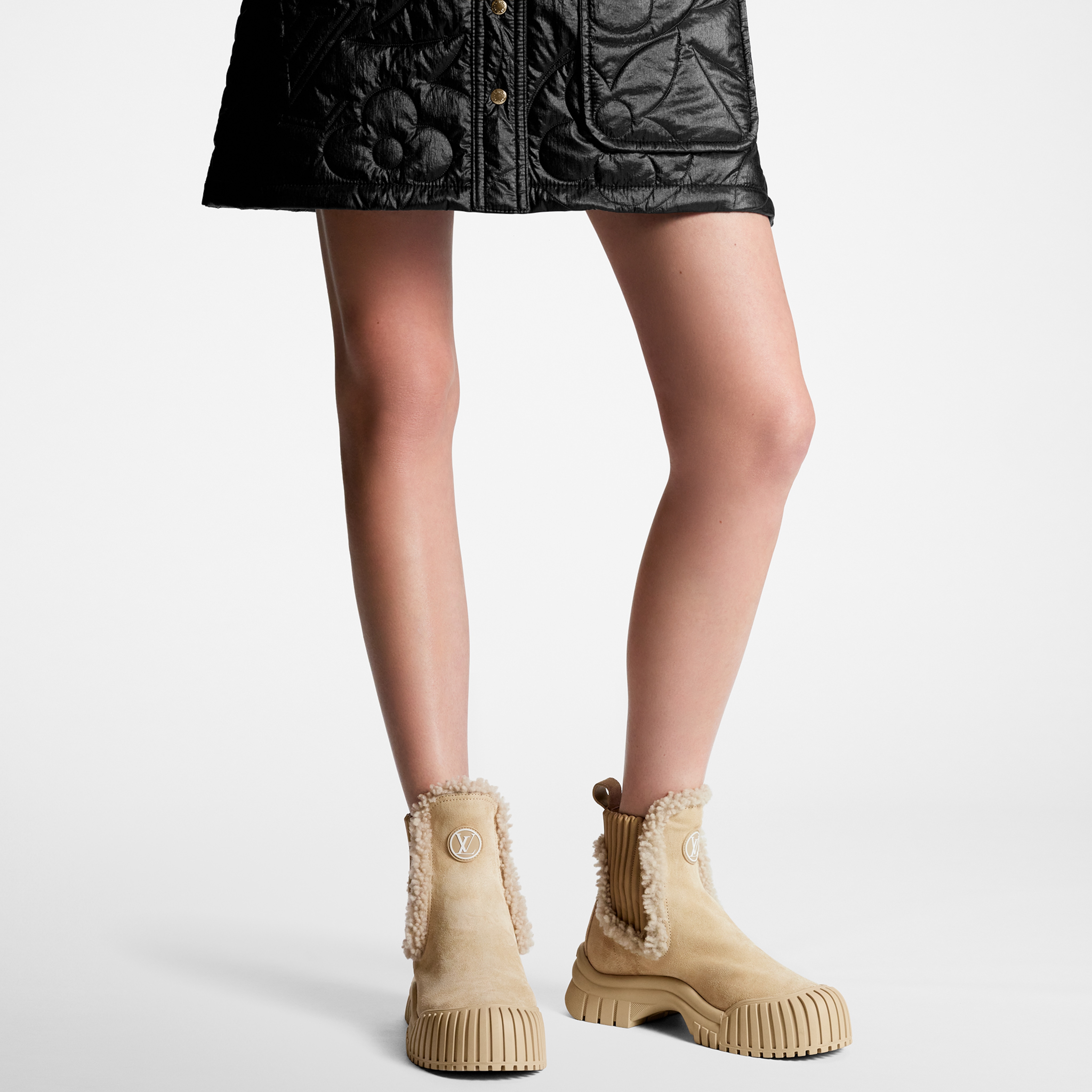 Louis Vuitton LV SKI Ruby Flat Ankle Boot Beige 1AC7AR