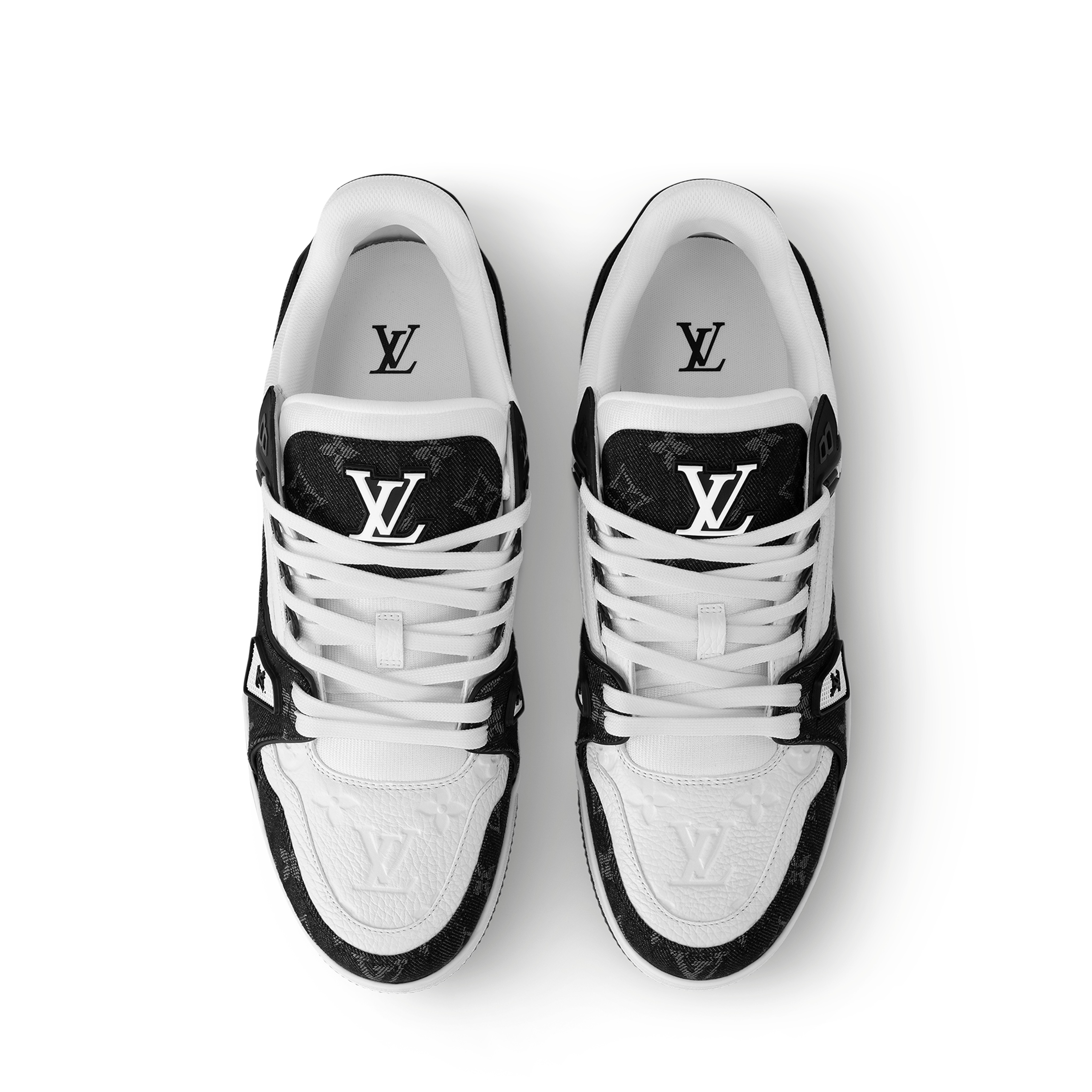 Louis Vuitton Trainer Sneaker Monogram Denim White Black 1A9JGF