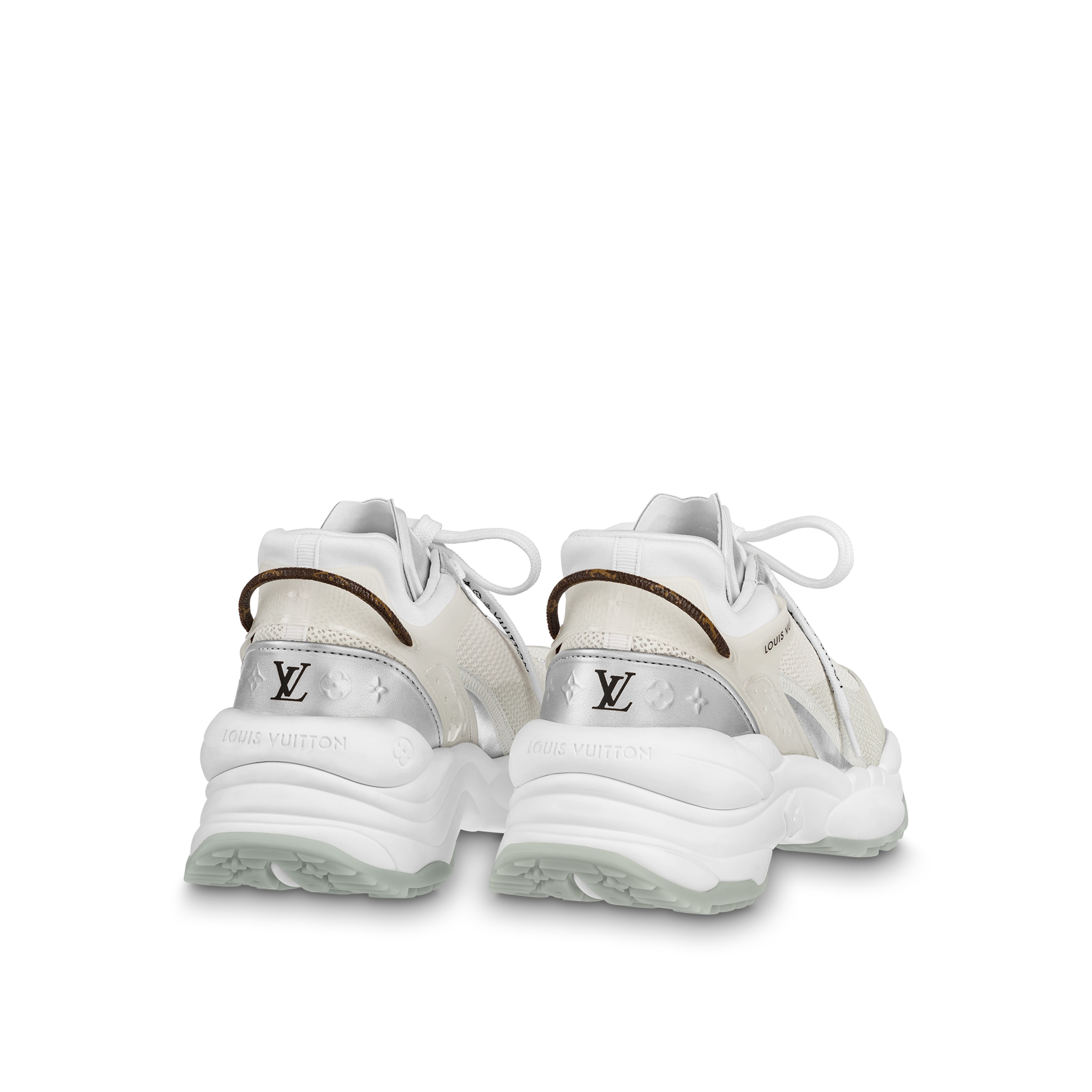 Louis Vuitton LV Run 55 Sneaker Monogram Flowers Silver 1AAVGI
