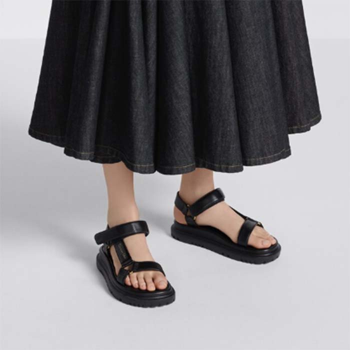 Dior Women CD D-Wave Sandal Black Lambskin Paris Signature EVA