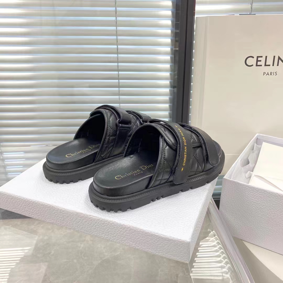 Dior Unisex CD Dio(r)Evolution Slide Black Quilted Cannage Calfskin