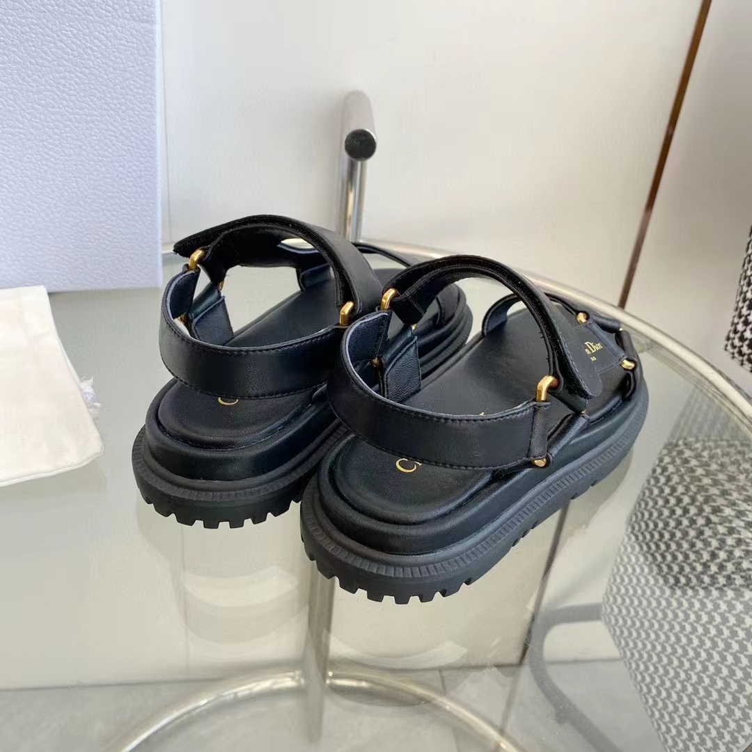 Dior Women CD D-Wave Sandal Black Lambskin Paris Signature EVA