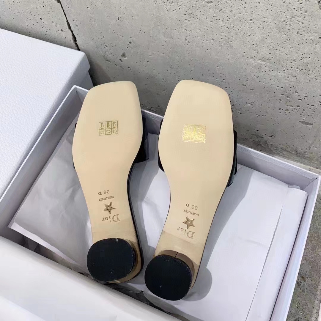 Dior Women CD C’est Dior Heeled Slide Black Patent Calfskin