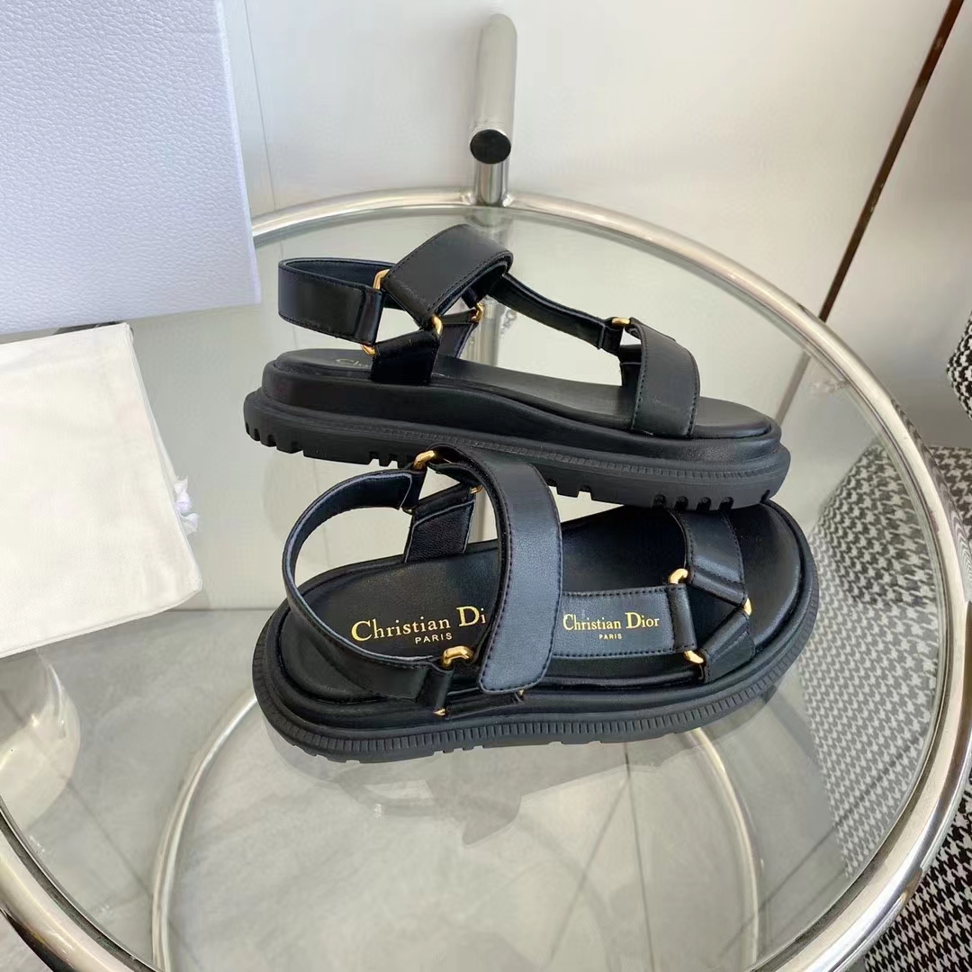 Dior Women CD D-Wave Sandal Black Lambskin Paris Signature EVA
