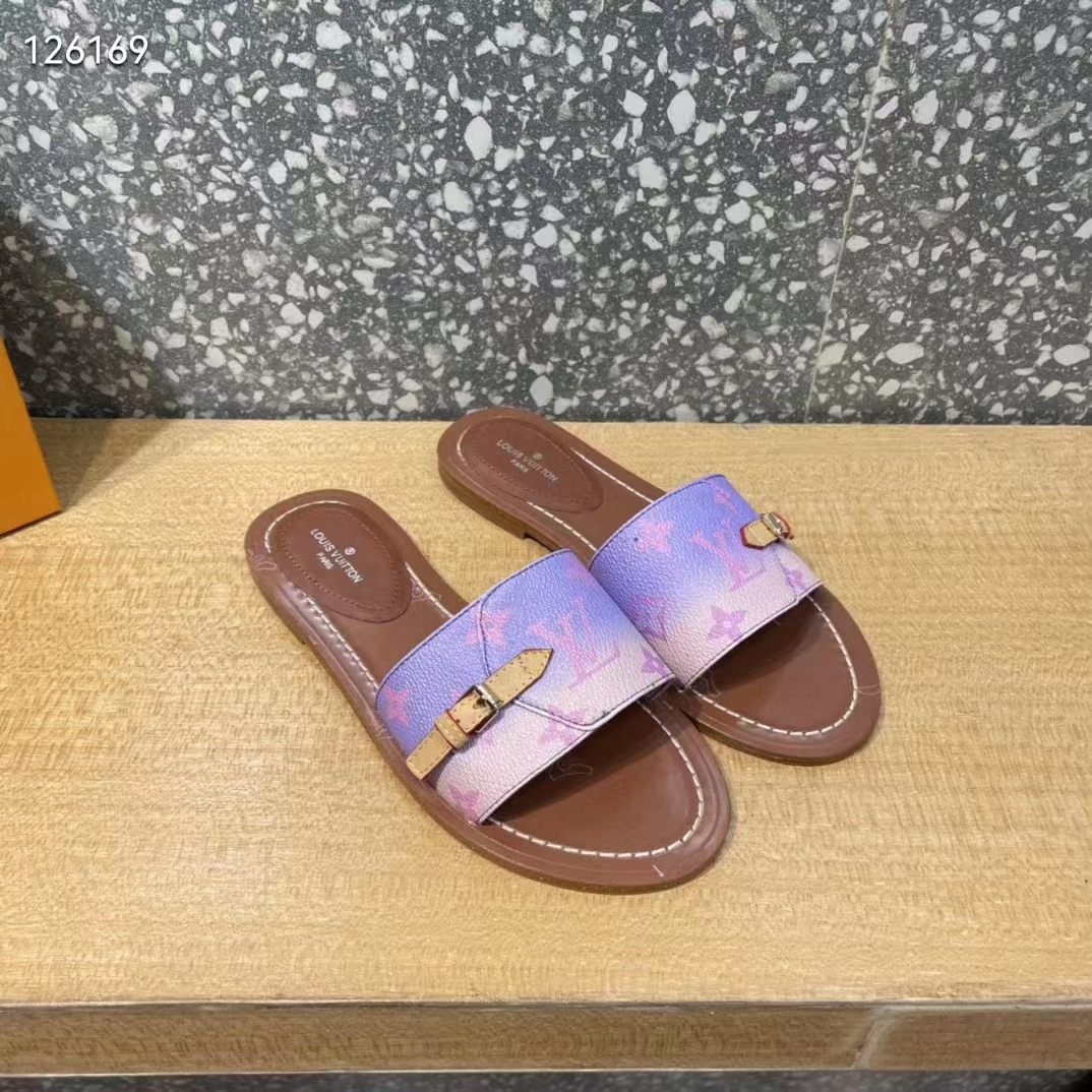 Louis Vuitton LV Women Lock It Flat Mule Rose Clair Pink Perforated Monogram Canvas