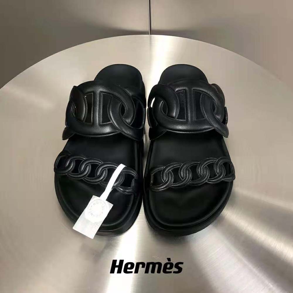 Hermes Women Extra Sandal in Nappa Leather-Black