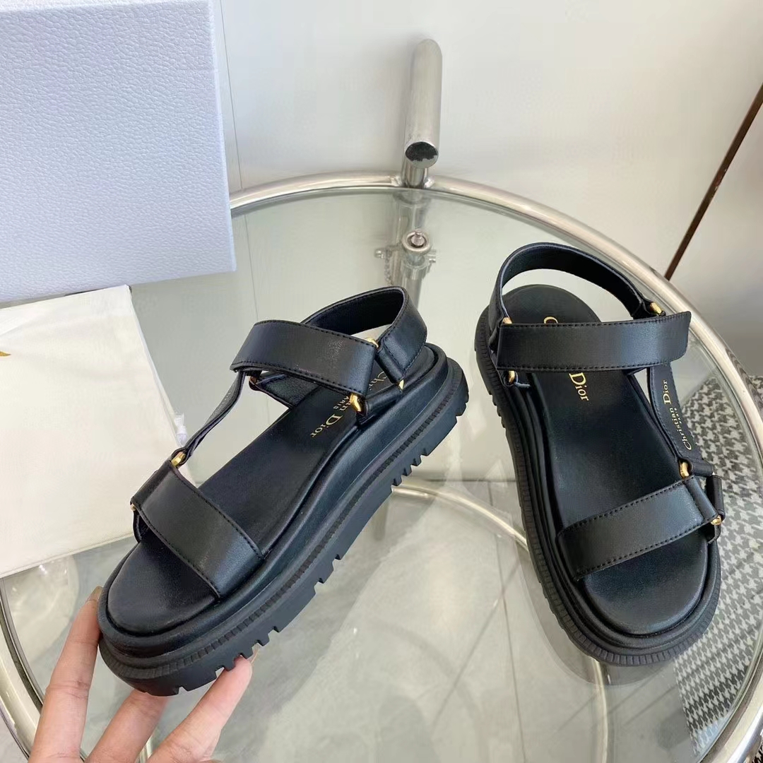 Dior Women CD D-Wave Sandal Black Lambskin Paris Signature EVA