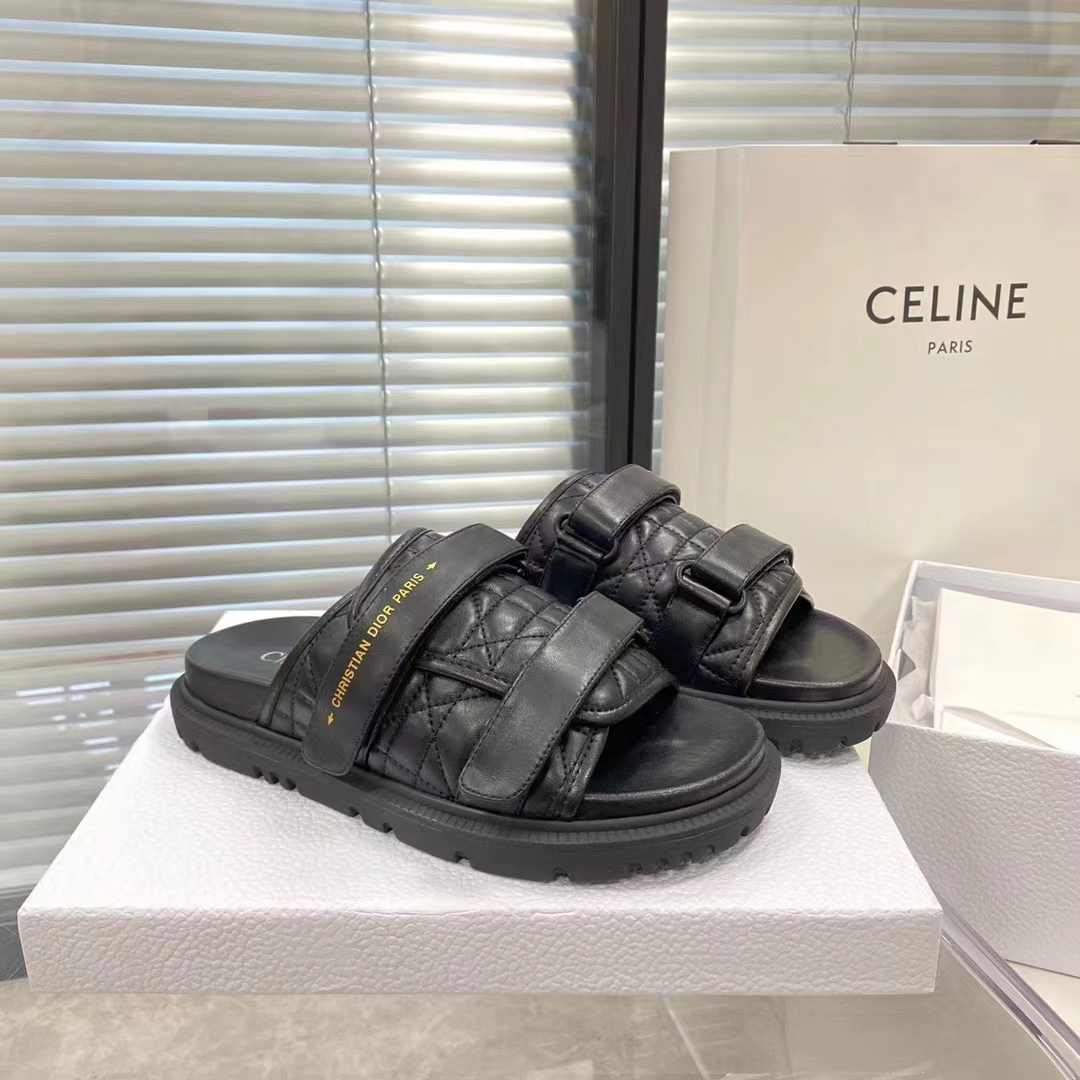 Dior Unisex CD Dio(r)Evolution Slide Black Quilted Cannage Calfskin