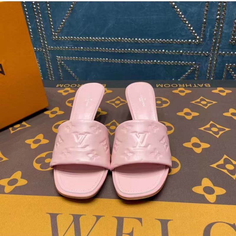 Louis Vuitton LV Women Revival Mule Pink Monogram Embossed Lambskin 5.5 cm Heel
