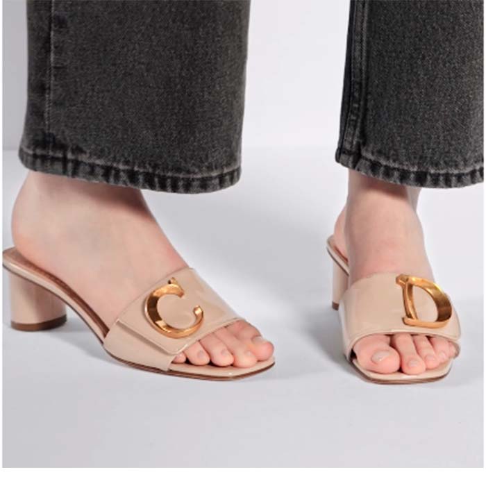 Dior Women CD C’est Dior Heeled Slide Nude Patent Calfskin