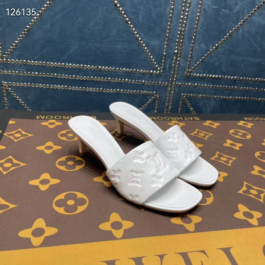 Louis Vuitton LV Women Revival Mule White Monogram Embossed Lambskin 5.5 cm Heel