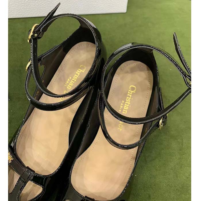 Dior Women Shoes CD Aime Dior Ballerina Pump Black Patent Calfskin