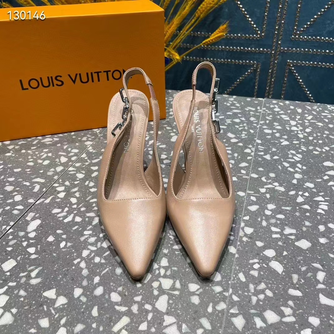 Louis Vuitton LV Women Sparkle Slingback Pump Nude Pink Calf Leather 9.5 Cm Heel