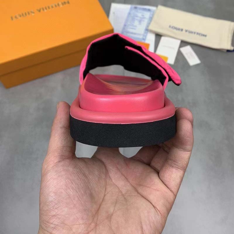 Louis Vuitton LV Unisex Pool Pillow Flat Comfort Mule Fuchsia Pink Monogram