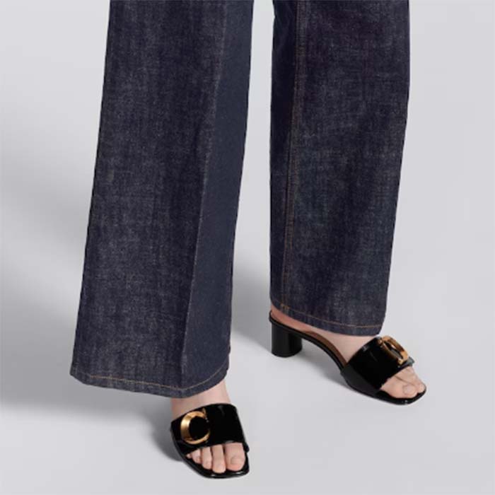 Dior Women CD C’est Dior Heeled Slide Black Patent Calfskin